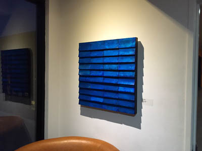 The Blue Zone, metal wall sculpture by artist Paula Gibbs, Palm Springs, CA