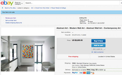 Artist Paula Gibbs' Ebay listing for art