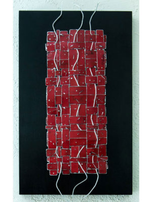 Zen Weave in Red, metal wall art by artist Paula Gibbs, Palm Springs, CA