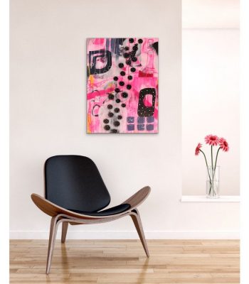 Pink Abstract Painting by Paula Gibbs