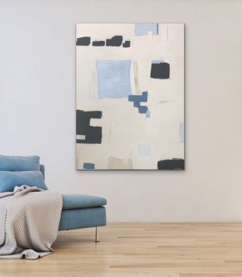 Abstract minimalist art in blue by Paula Gibbs