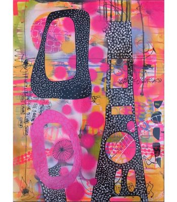 Pink Abstract Paintings by Paula Gibbs "Paris Mod"