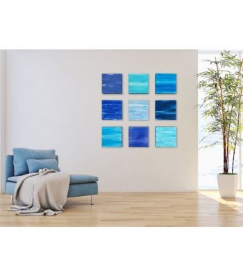 Blue Abstract Paintings, Wall of Color