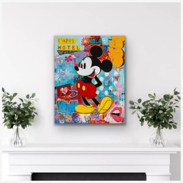 Mickey at Capri Motel, a pop art painting by Paula Gibbs.