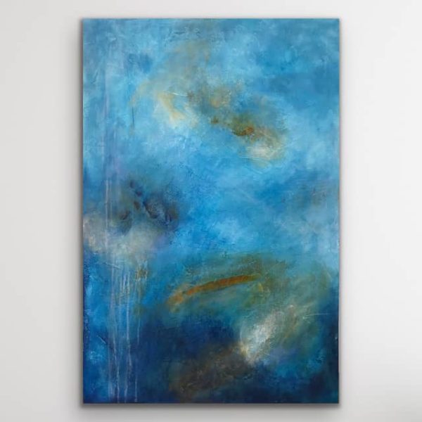 Blue textured abstract painting.
