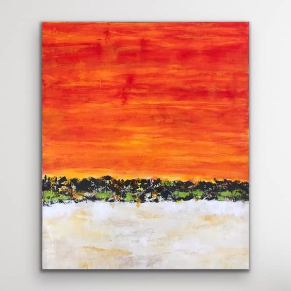 Abstract painting in orange.