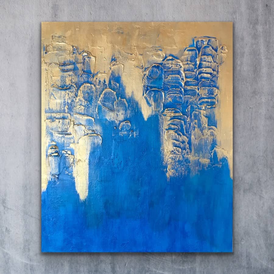 Textured Blue and Gold Abstract Painting | PAULA GIBBS | Abstract Artist